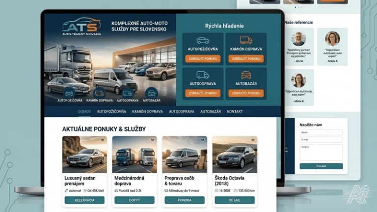 Webstránky pre Autopožičovňe – Kamiónovú dopravu – Autodopravu – Autobazár